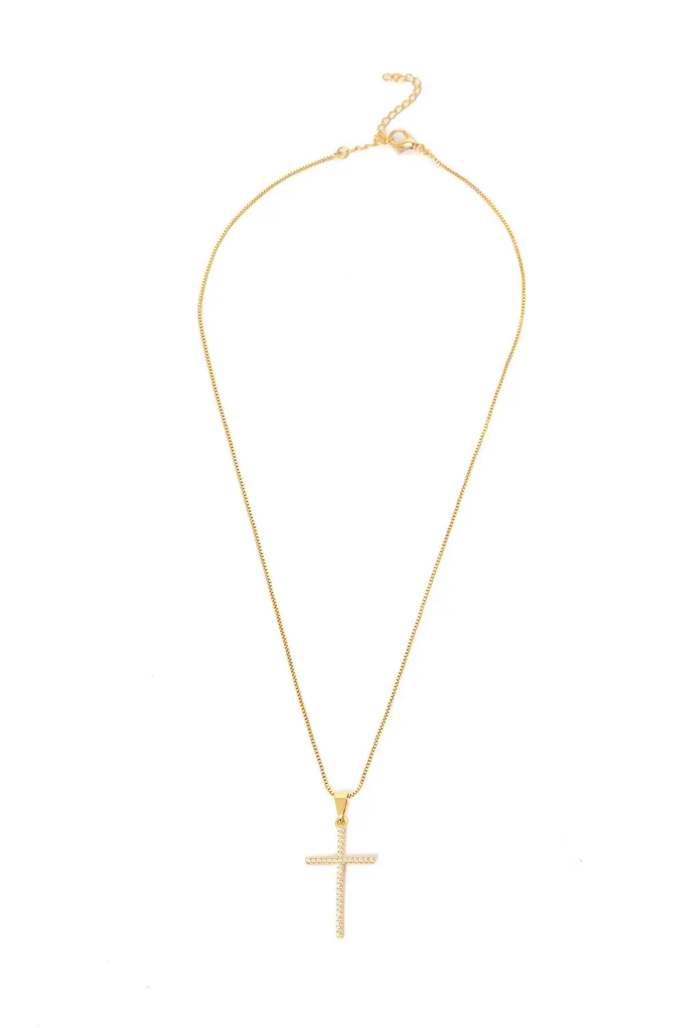 Colar Cruz Cravejada com Banho em Ouro 18k