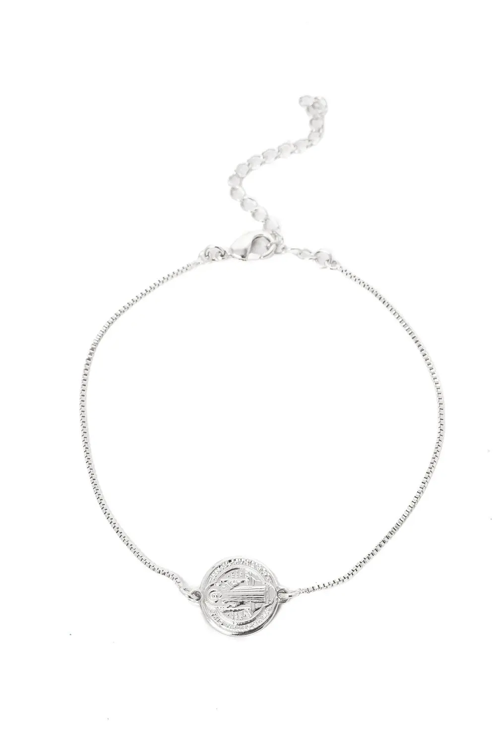 Pulseira São Bento com Banho em Ródio Branco