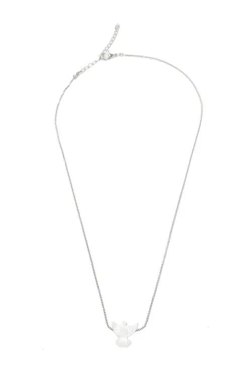 Colar Espírito Santo Madrepérola com Banho em Ródio Branco