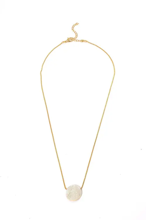 Colar Nossa Senhora Madrepérola com Banho em Ouro 18k
