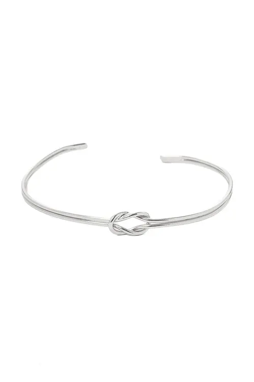 Bracelete Nó Duplo com Banho em Ródio Branco