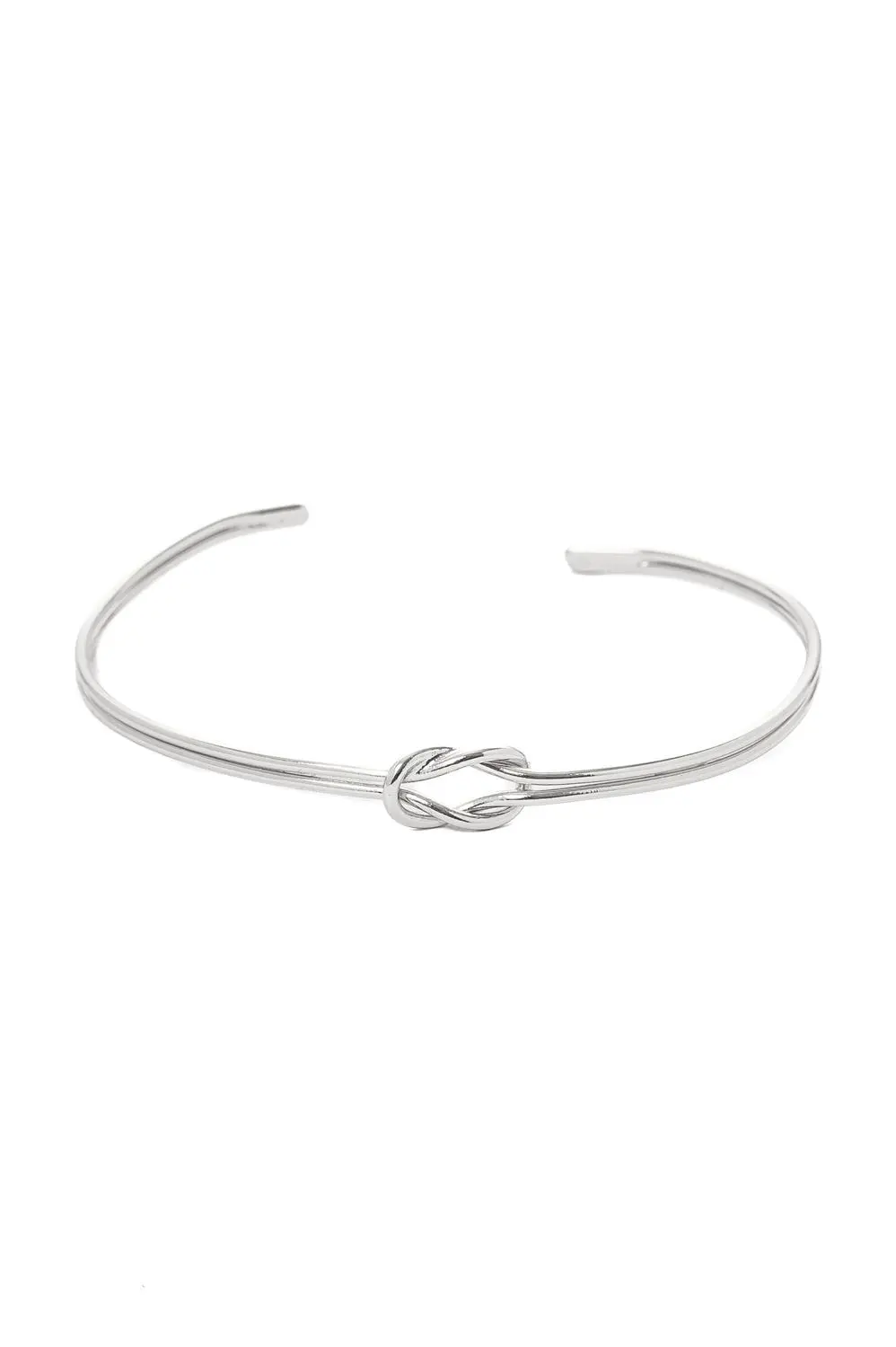 Bracelete Nó Duplo com Banho em Ródio Branco