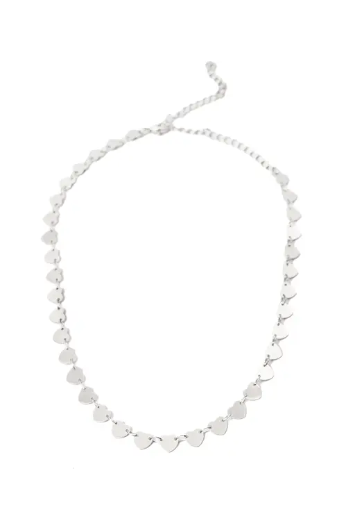 Choker Corações com Banho em Ródio Branco
