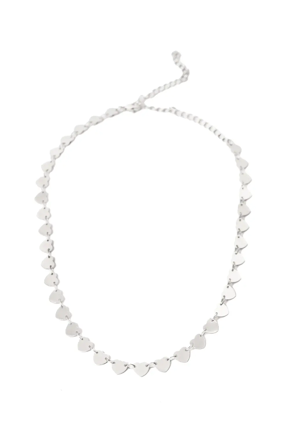 Choker Corações com Banho em Ródio Branco