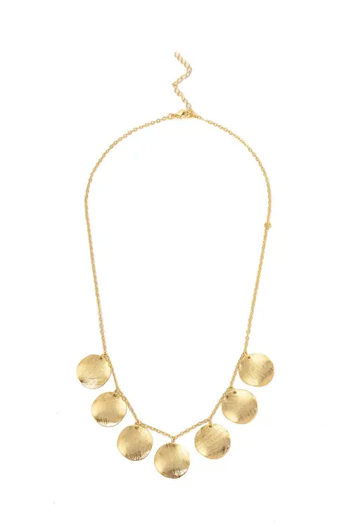 Colar Medalhas Riscadas com Banho em Ouro 18k