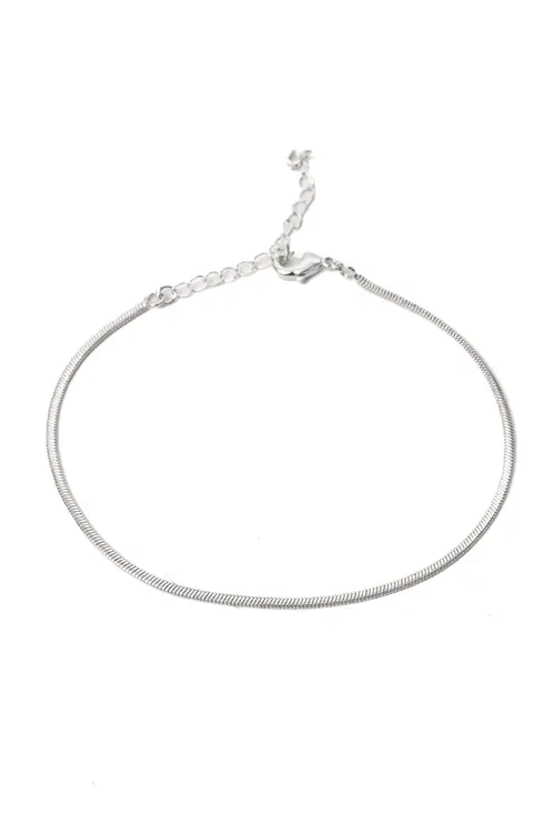 Pulseira Fitinha Achatada com Banho em Ródio Branco