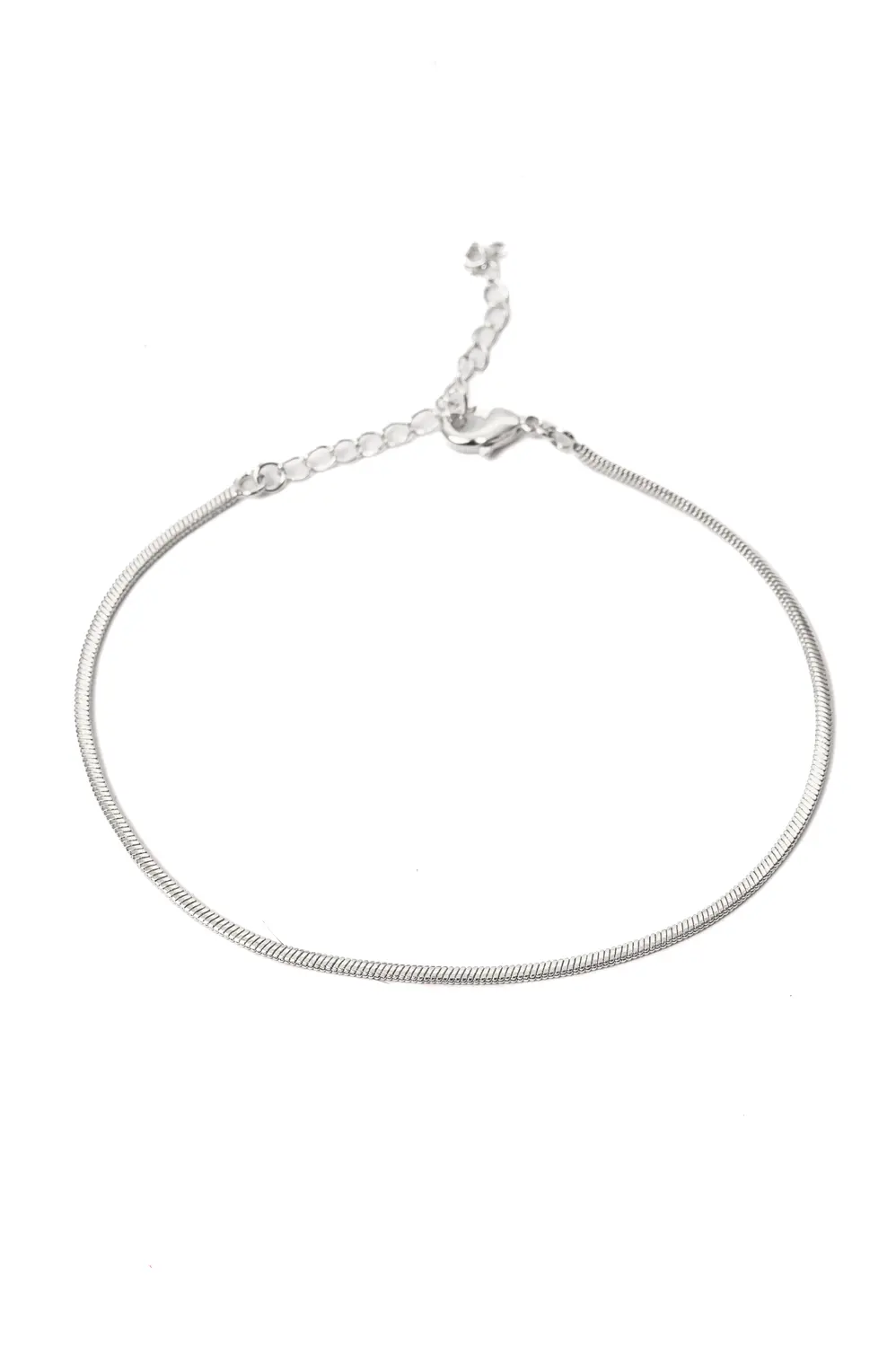 Pulseira Fitinha Achatada com Banho em Ródio Branco