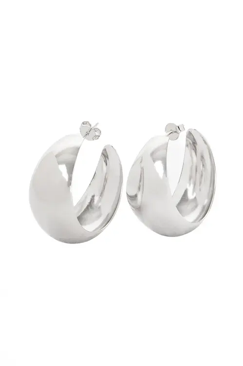 Argola Bold com Banho em Ródio Branco