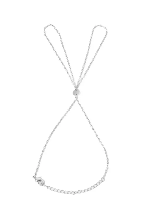 Pulseira de Mão Medalhinha com Banho em Ródio Branco