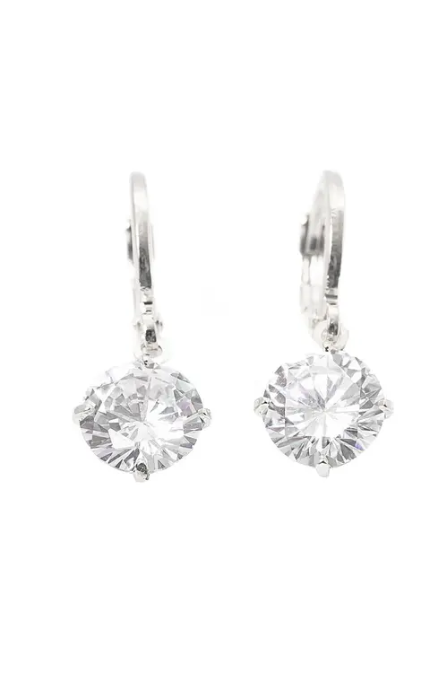 Argola Zircônia Brilhante com Banho em Ródio Branco