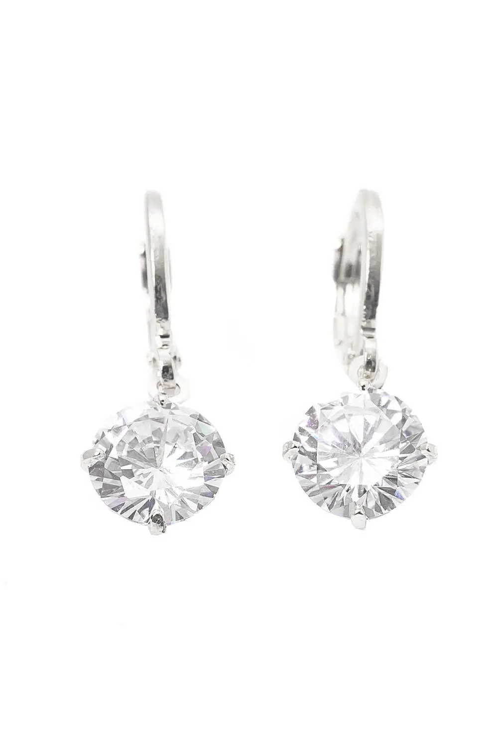 Argola Zircônia Brilhante com Banho em Ródio Branco