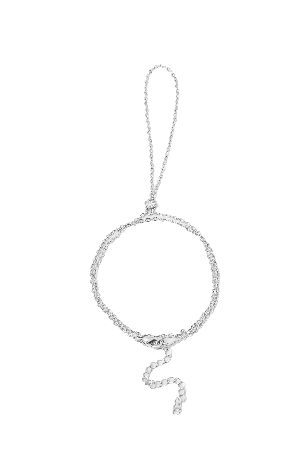 Pulseira de Mão Zircônia com Banho em Ródio Branco