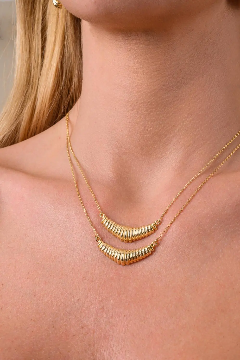 Colar Texturizado com Banho em Ouro 18k