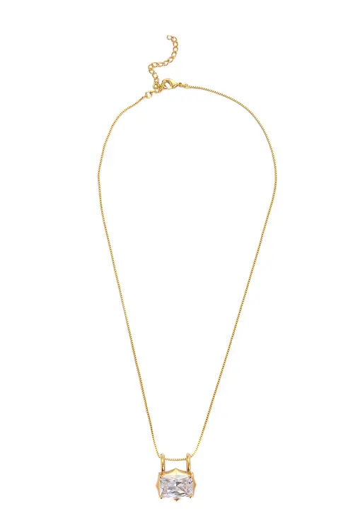 Corrente Veneziana 45 cm e Pingente Reflexo com Banho em Ouro 18k