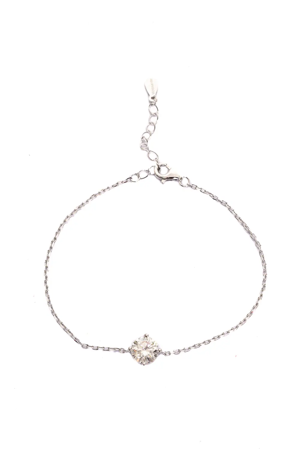 Pulseira Ponto de Luz Moissanite 7 mm - em Prata 925 Banhado em Ródio Branco