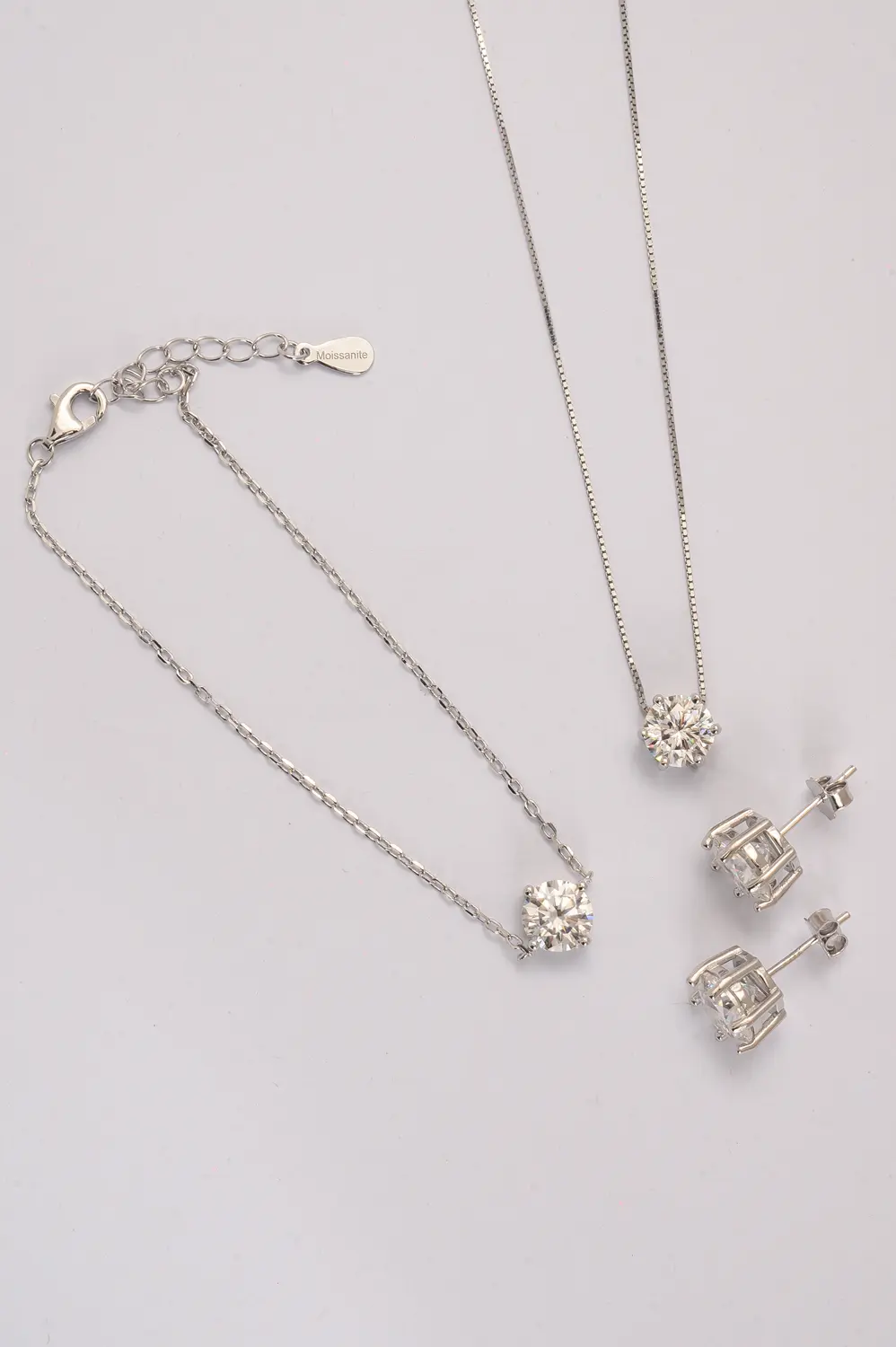 Pulseira Ponto de Luz Moissanite 7 mm - em Prata 925 Banhado em Ródio Branco