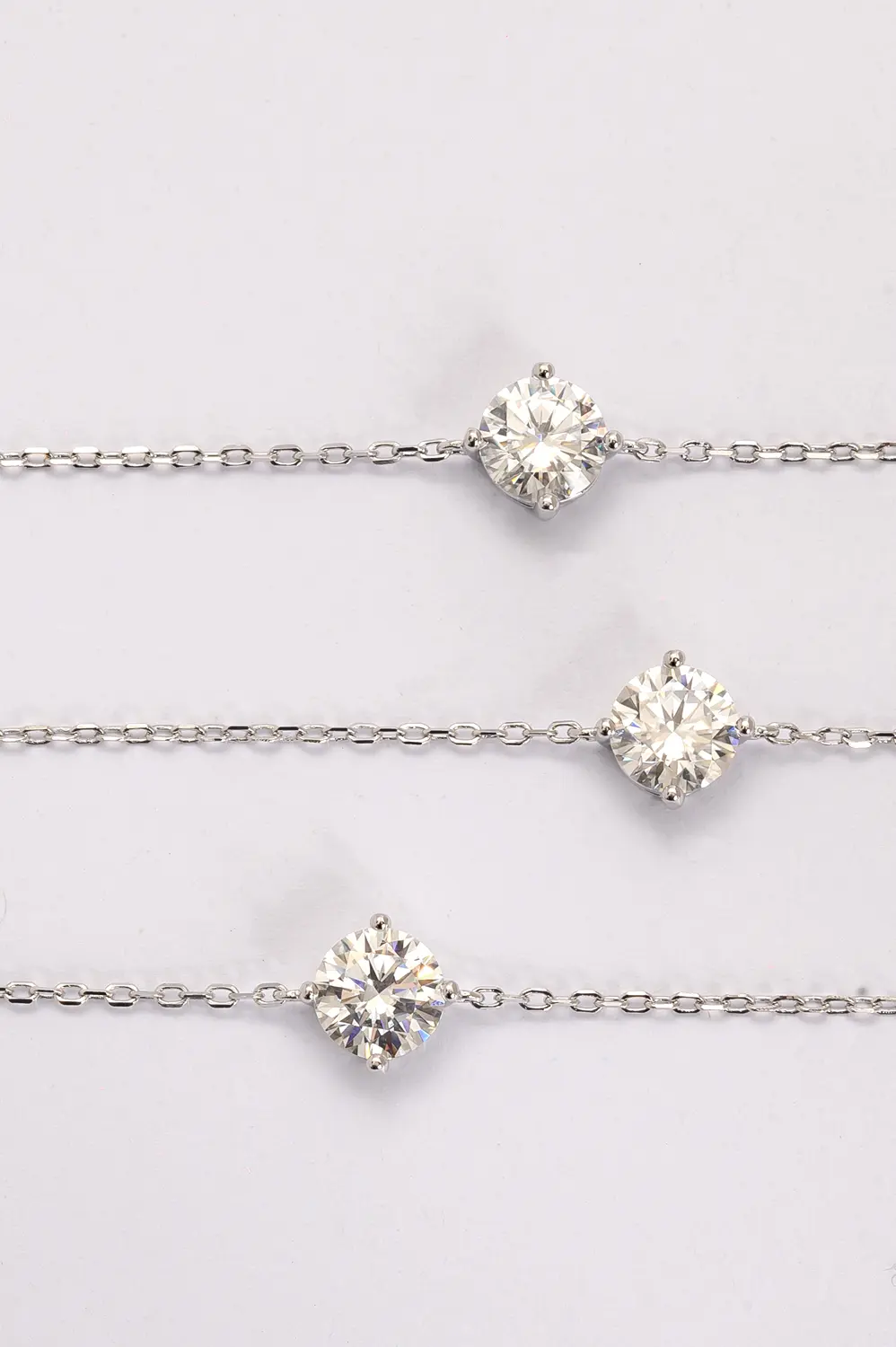 Pulseira Ponto de Luz Moissanite 7 mm - em Prata 925 Banhado em Ródio Branco