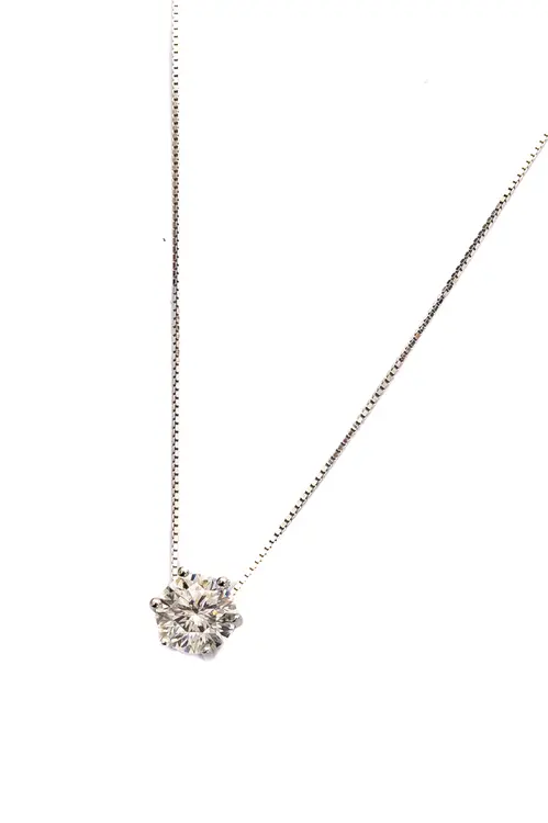 Colar Ponto de Luz Moissanite 7 mm - em Prata 925 Banhado em Ródio Branco