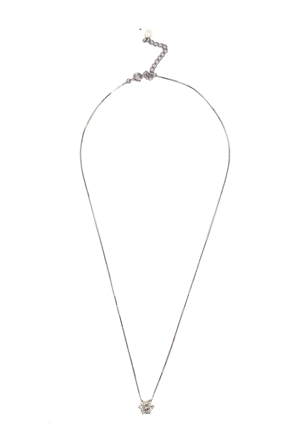 Colar Ponto de Luz Moissanite 7 mm - em Prata 925 Banhado em Ródio Branco