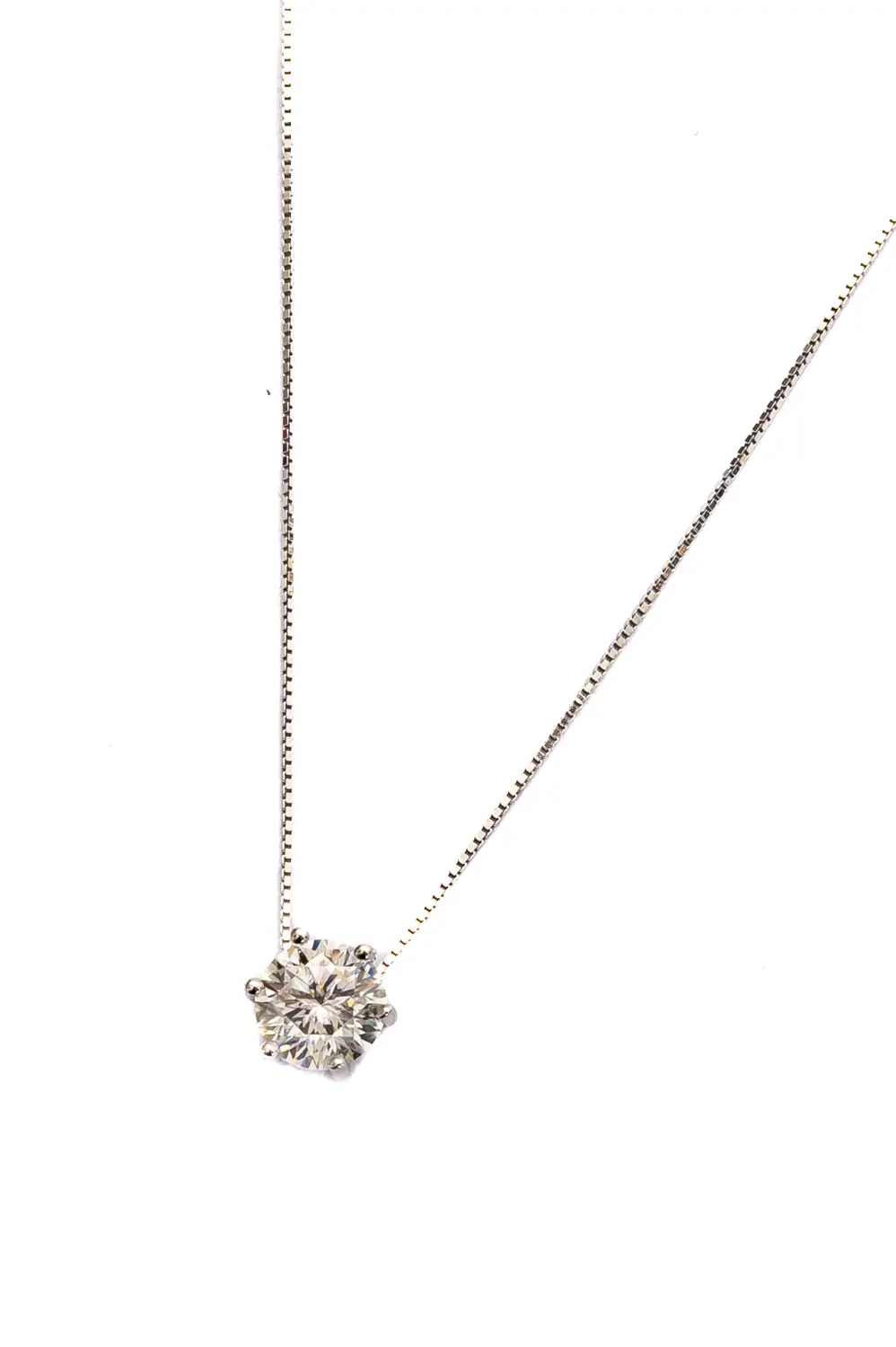 Colar Ponto de Luz Moissanite 7 mm - em Prata 925 Banhado em Ródio Branco
