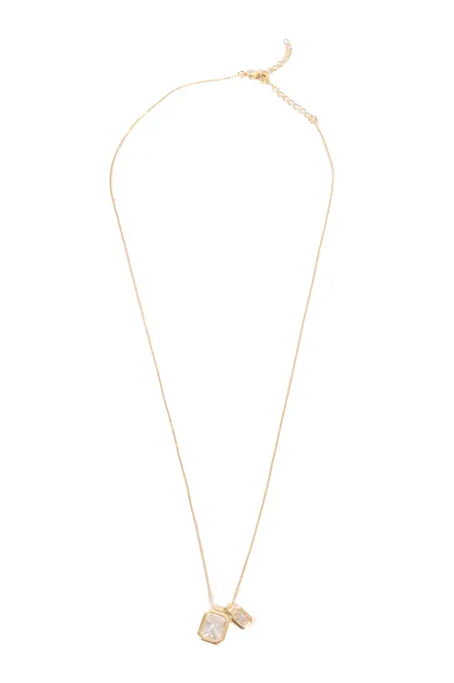 Colar Duas Pedras com Banho em Ouro 18k