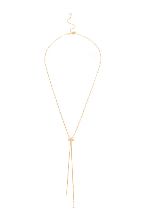 Colar Gravatinha Minimalista Cravejado com Banho em Ouro 18k