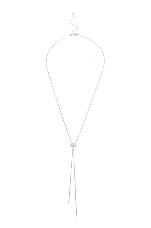 Colar Gravatinha Minimalista Cravejado com Banho em Ródio Branco