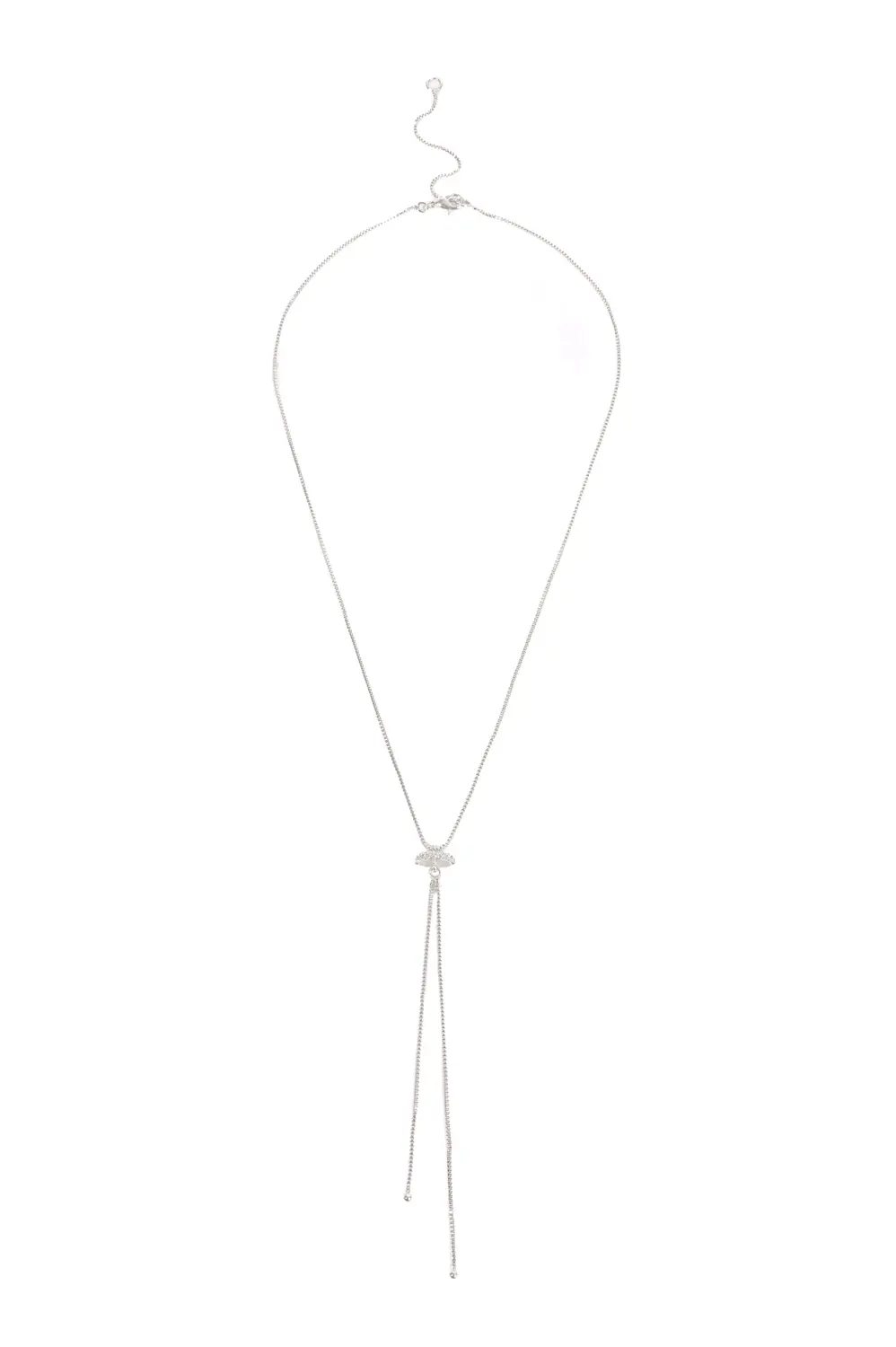 Colar Gravatinha Minimalista Cravejado com Banho em Ródio Branco