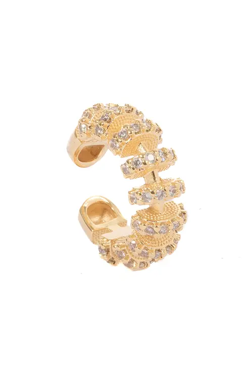 Piercing Fake Minimalista Cravejado com Banho em Ouro 18k