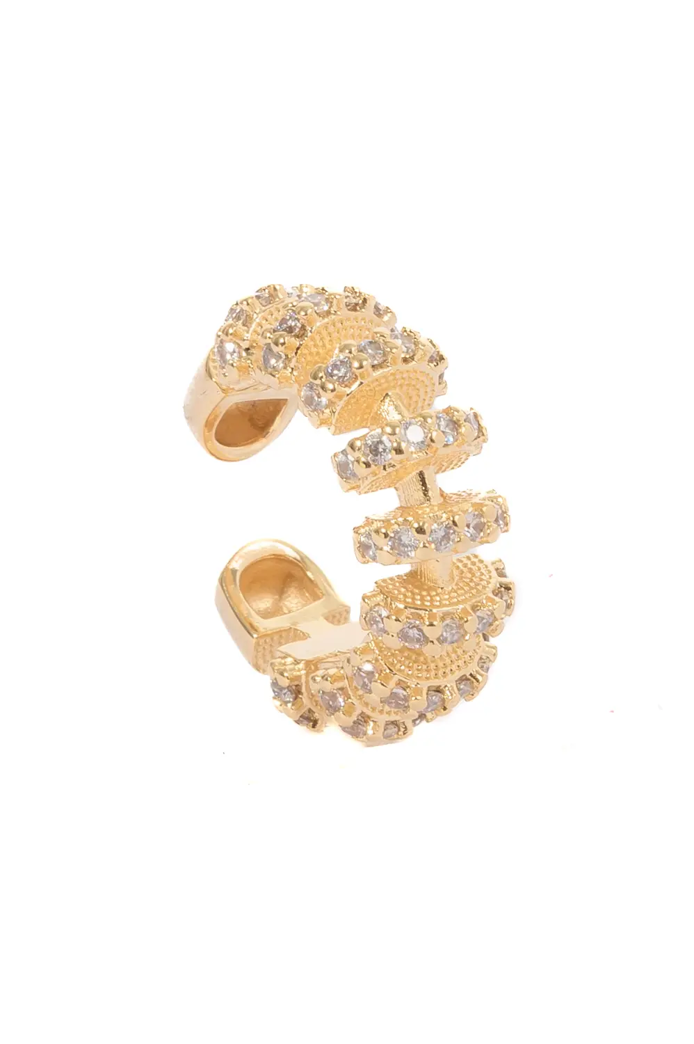 Piercing Fake Minimalista Cravejado com Banho em Ouro 18k