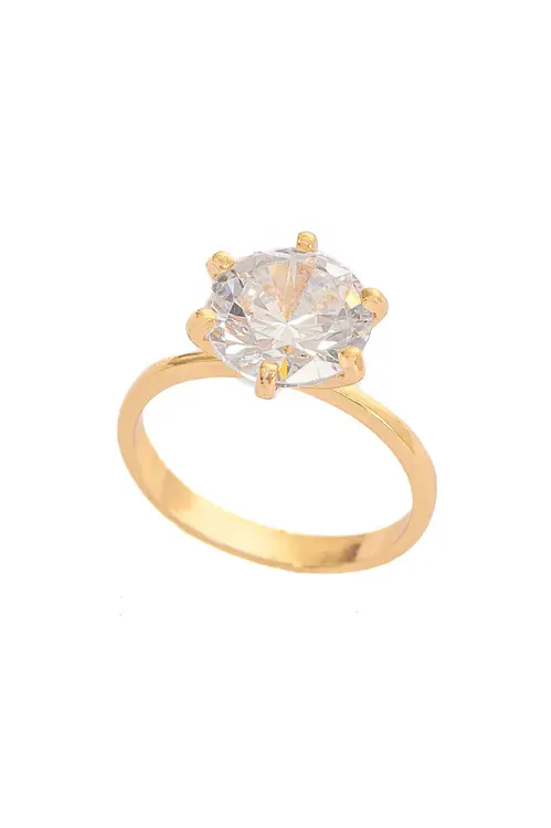 Anel Solitário 10mm com Banho em Ouro 18k