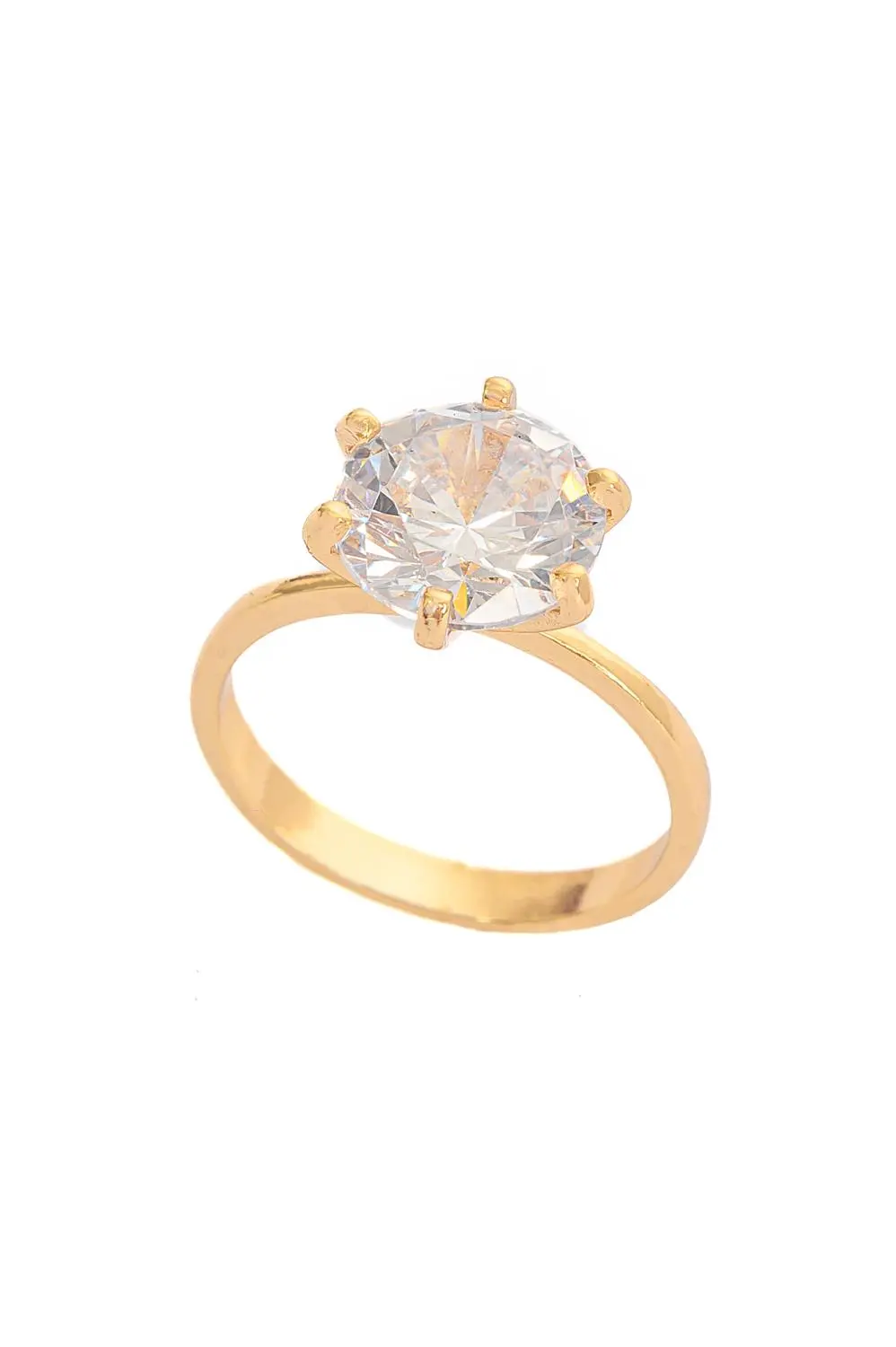 Anel Solitário 10mm com Banho em Ouro 18k