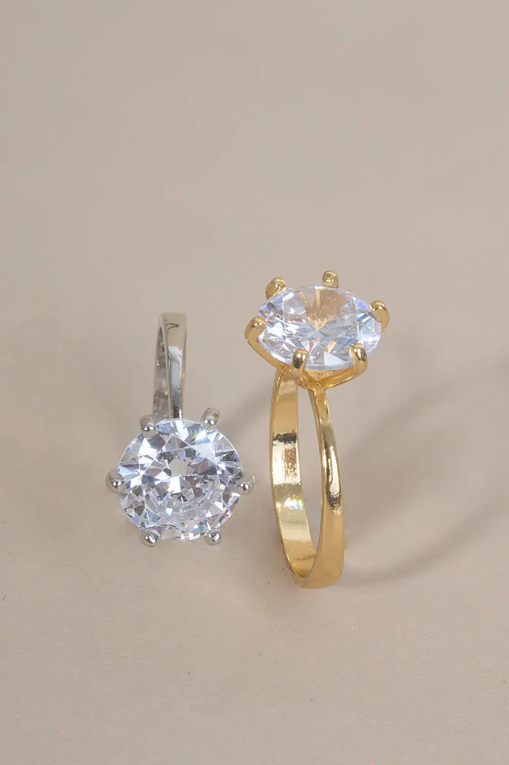 Anel Solitário 10mm com Banho em Ouro 18k