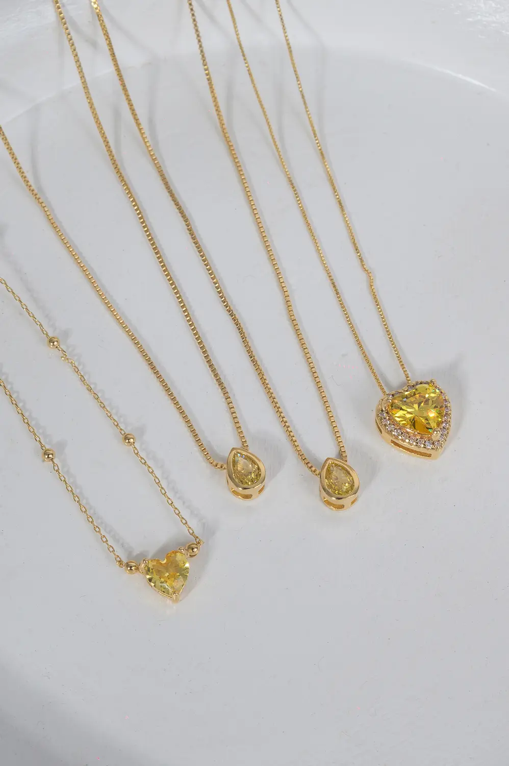 Conjunto Gotinha Citrino com Banho em Ouro 18k