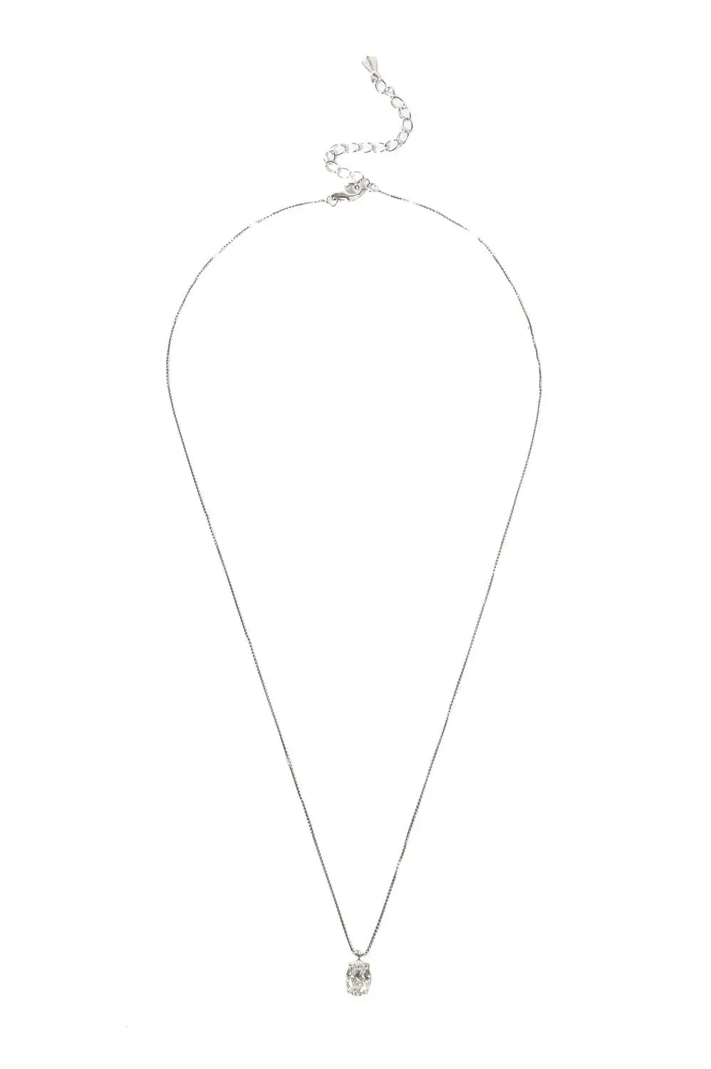 Colar Oval Moissanite 5/7mm em Prata 925 com Banho em Ródio Branco