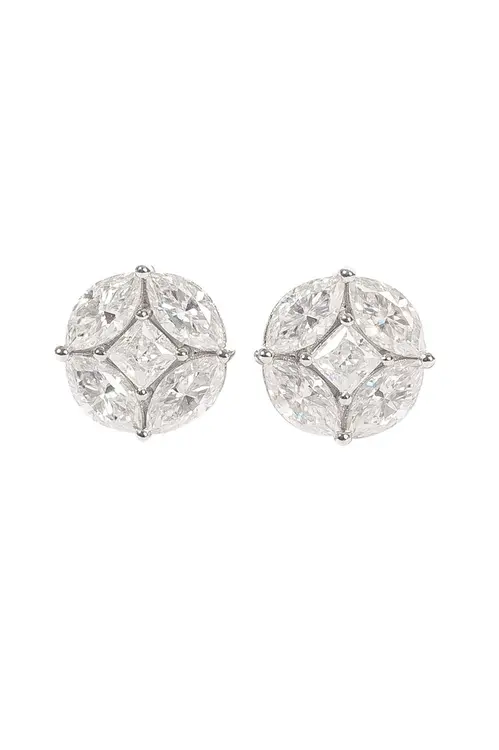 Brinco Ilusion Moissanite 9,5mm em Prata 925 com Banho em Ródio Branco
