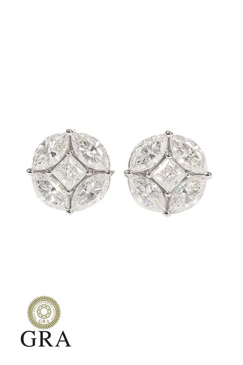 Brinco Ilusion Moissanite 9,5mm em Prata 925 com Banho em Ródio Branco