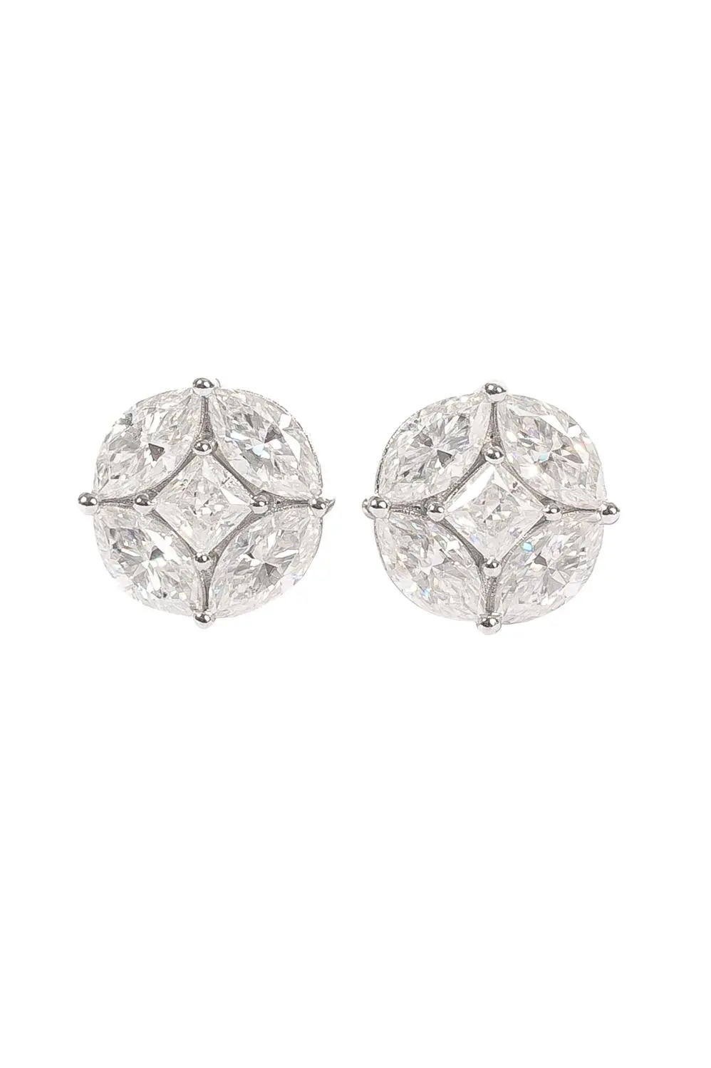 Brinco Ilusion Moissanite 9,5mm em Prata 925 com Banho em Ródio Branco