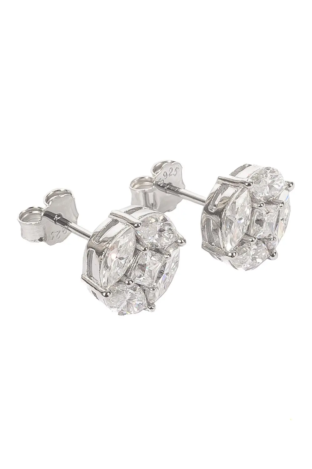Brinco Ilusion Moissanite 9,5mm em Prata 925 com Banho em Ródio Branco