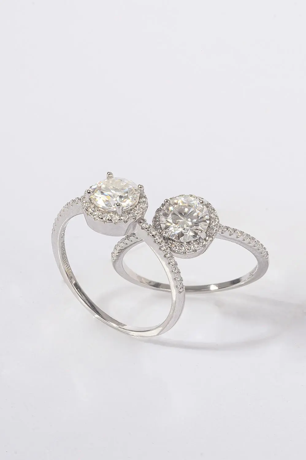 Anel Pizza Moissanite 6mm em Prata 925 com Banho em Ródio Branco
