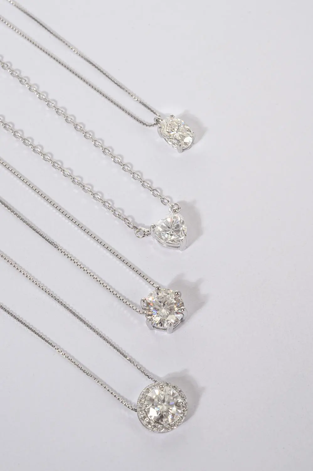 Colar Pizza Moissanite 6mm em Prata 925 com Banho em Ródio Branco