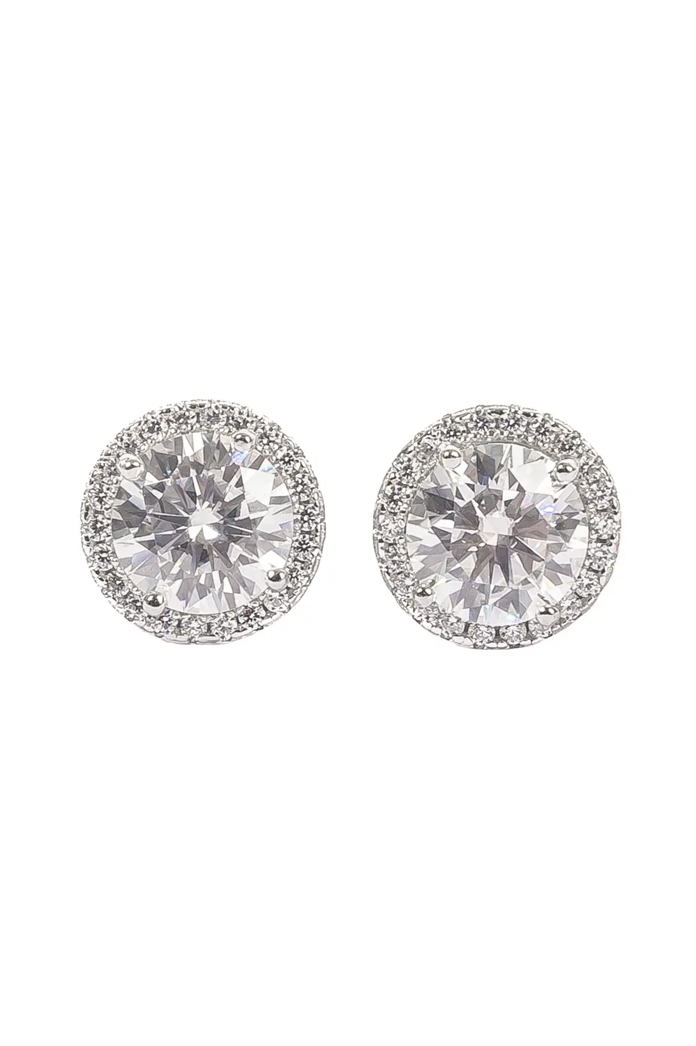 Brinco Pizza Moissanite 6mm em Prata 925 com Banho em Ródio Branco