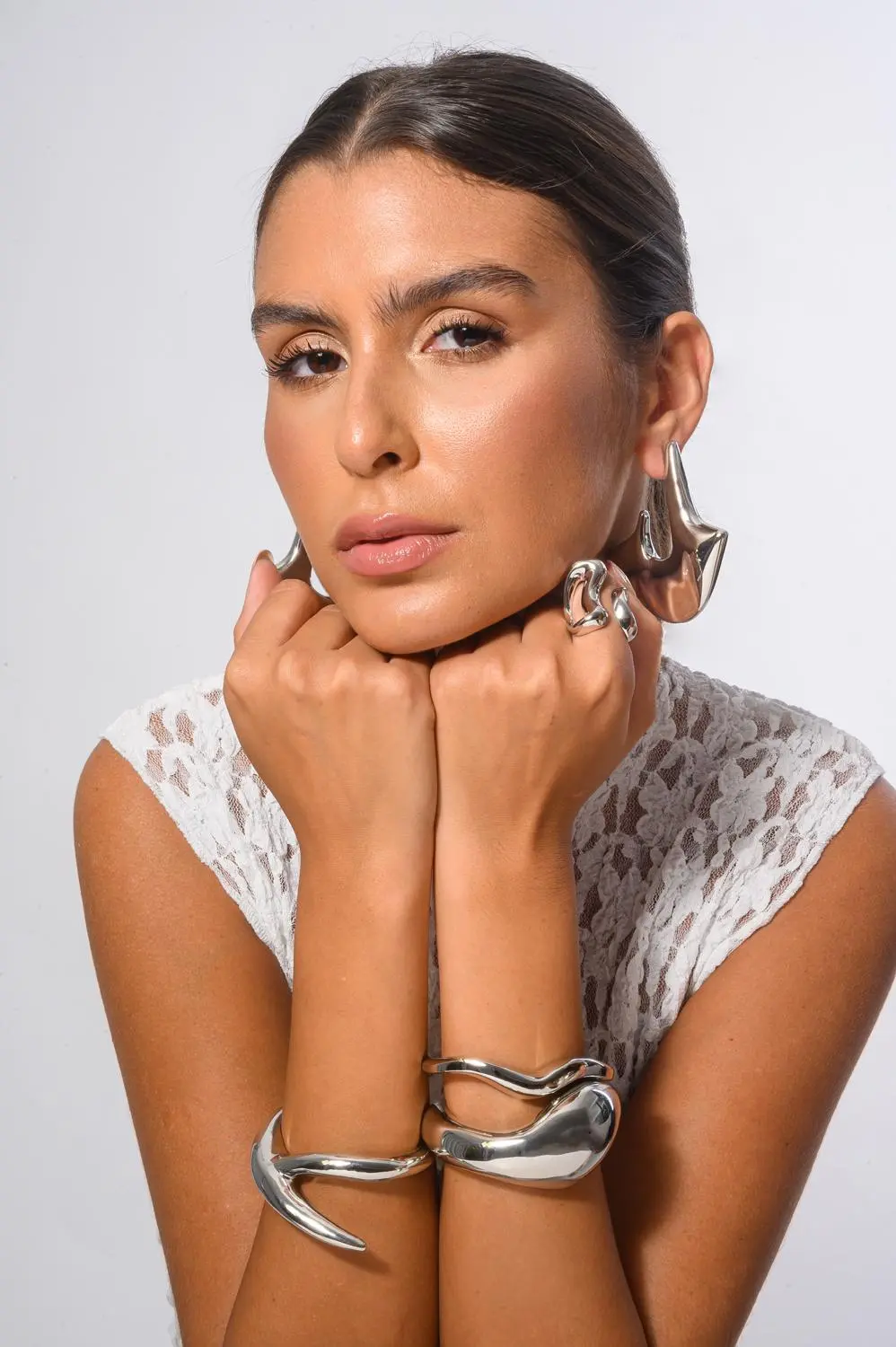 Bracelete Mini Ondas Eletroformação com Banho em Ródio Branco