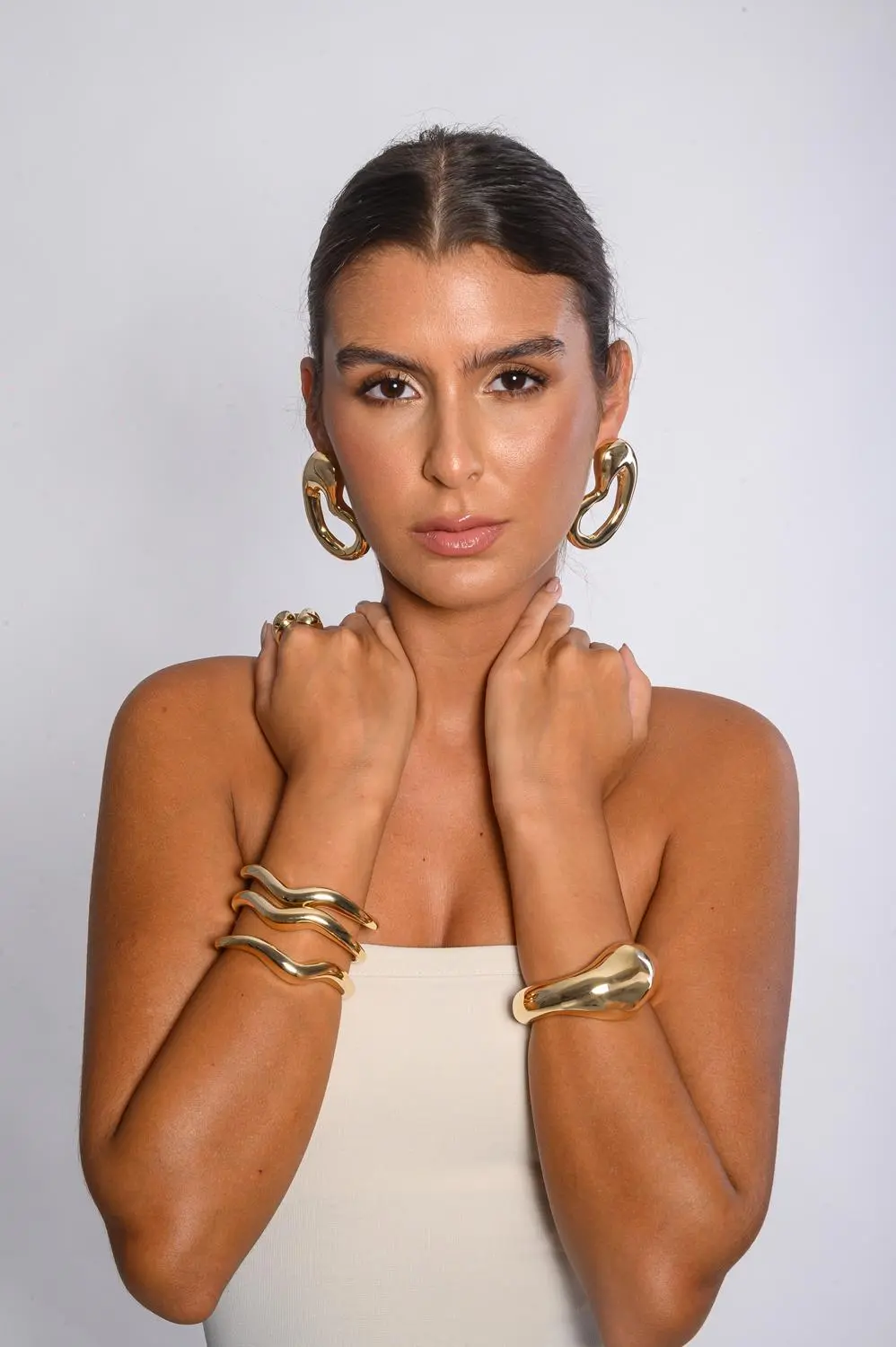 Bracelete Mini Ondas Eletroformação com Banho em Ouro 18k