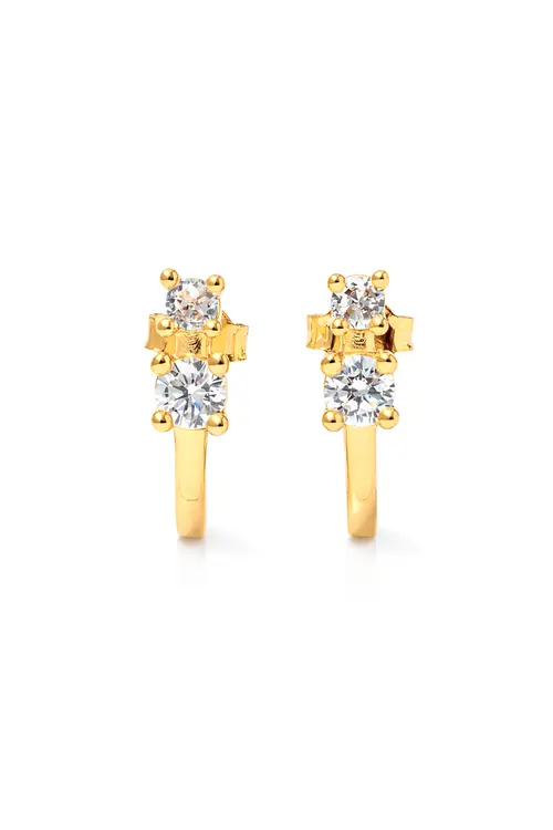 Brinco Ear Hook Zircônia com Banho em Ouro 18k