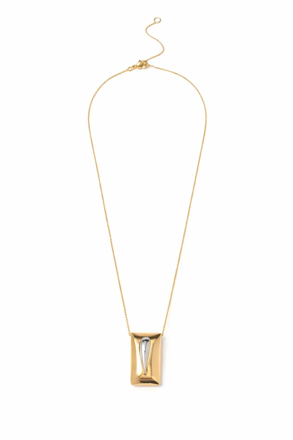 Colar Retângulo Duo com Banho em Ouro 18k e Ródio Branco