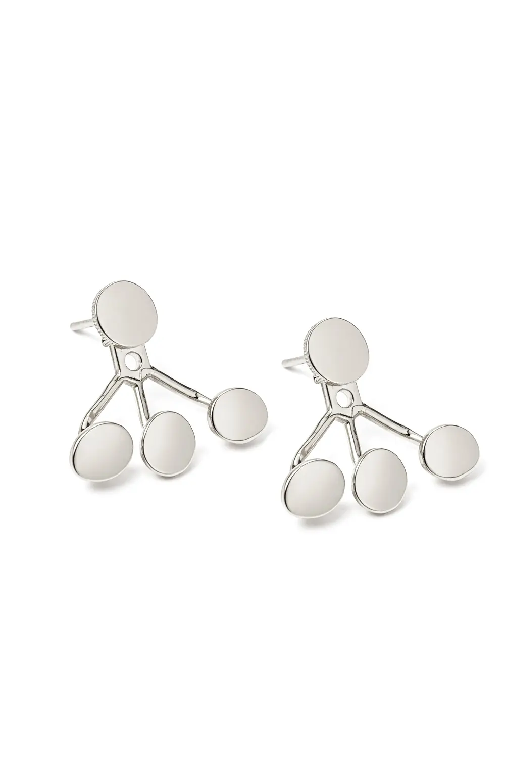 Brinco Ear Jacket Orgânico com Banho em Ródio Branco