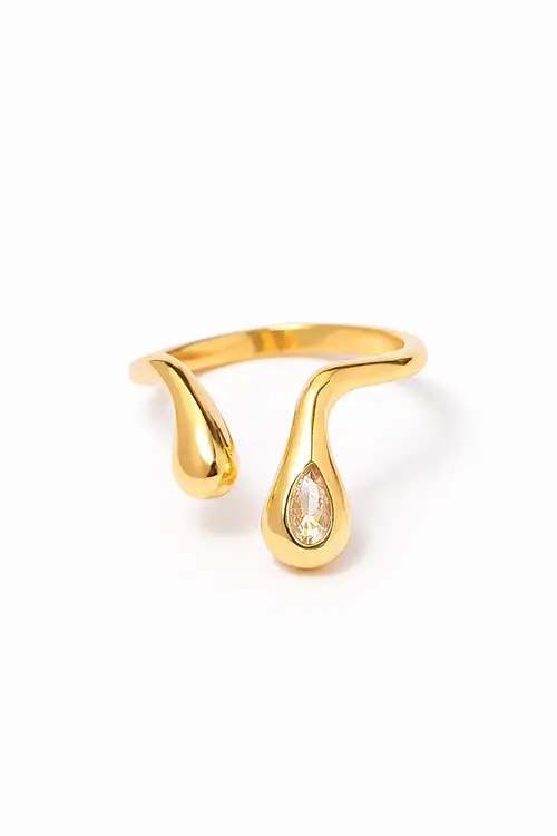 Anel Regulável Design com Banho em Ouro 18k