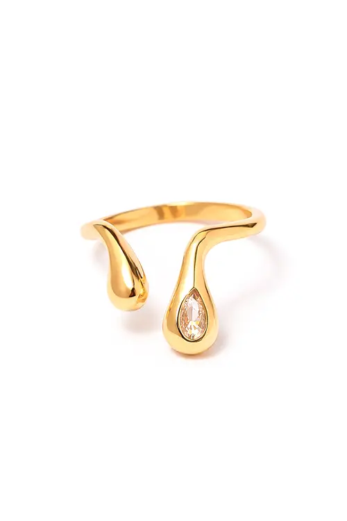 Anel Regulável Design com Banho em Ouro 18k