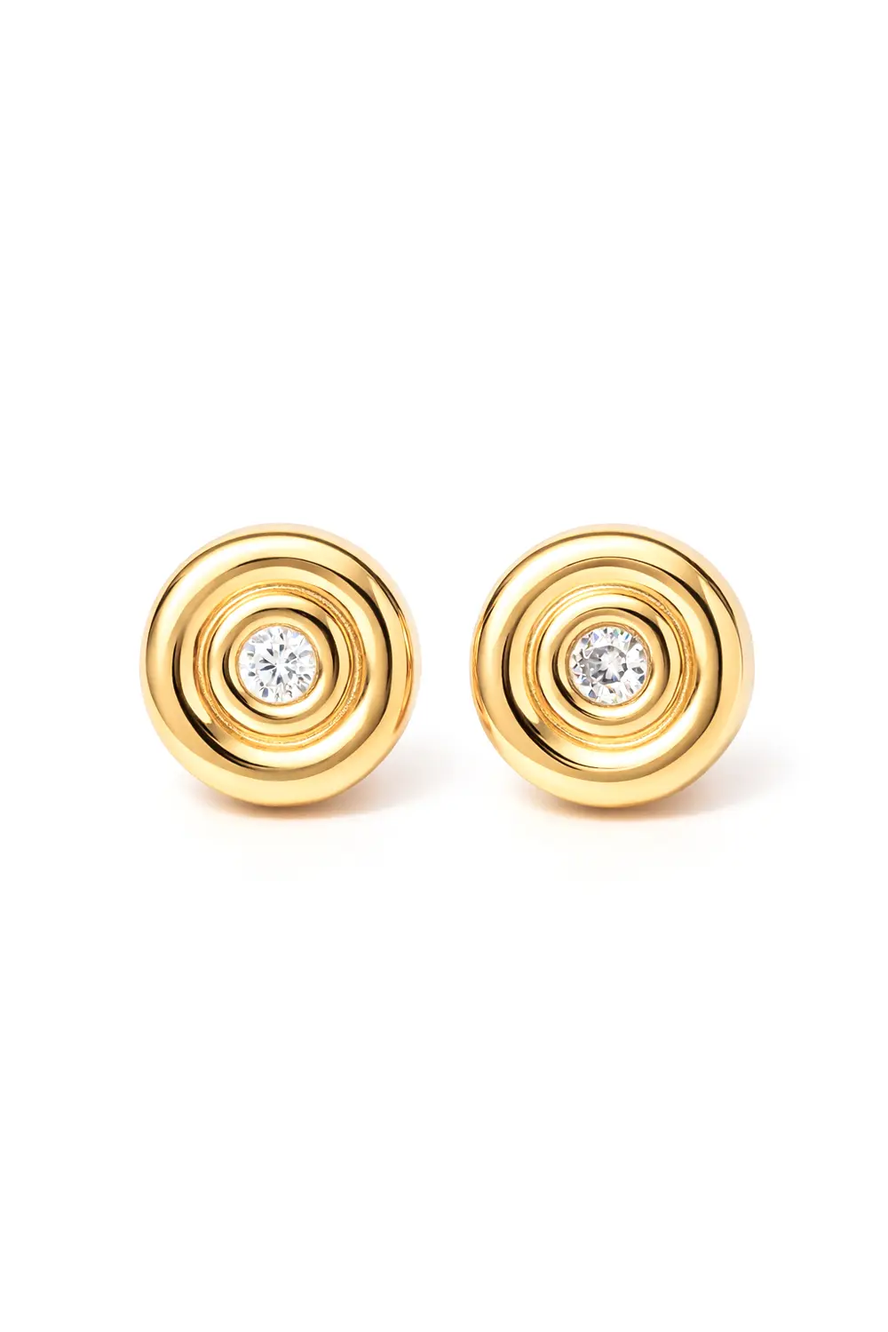 Brinco Voltas e Zircônia com Banho em Ouro 18k